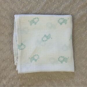 Aden + Anais Lion Baby Blanket Muslin Swaddle White Aqua Blue Green